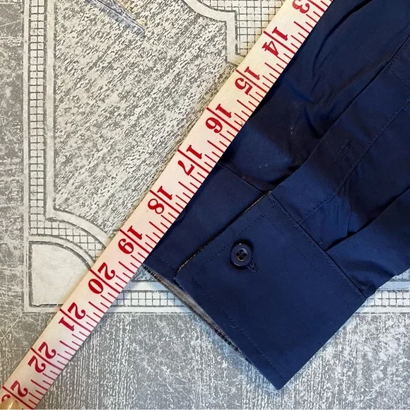 Coofandy Men's Navy Blue Shirt with Plaid Accents Sz L - Picture 4 of 9